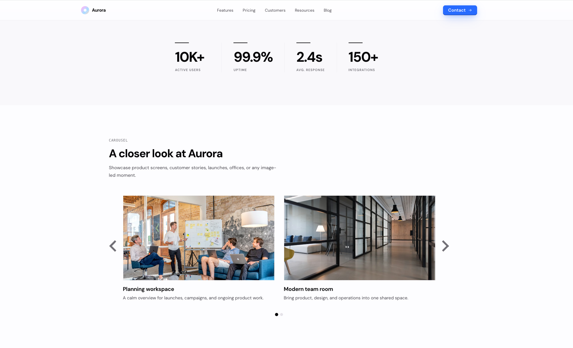 Aurora - Mid-page sections
