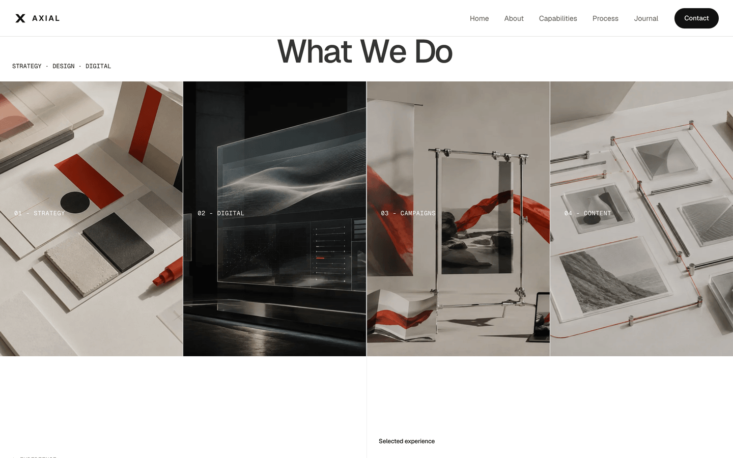 Axial - Capabilities page with expanding panels