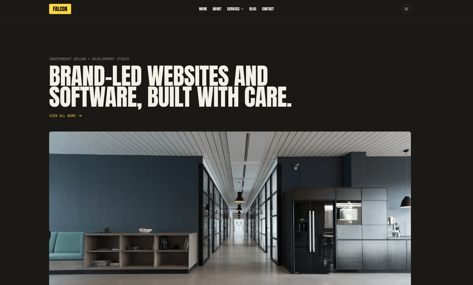 Falcon - Homepage hero - type-led with featured image