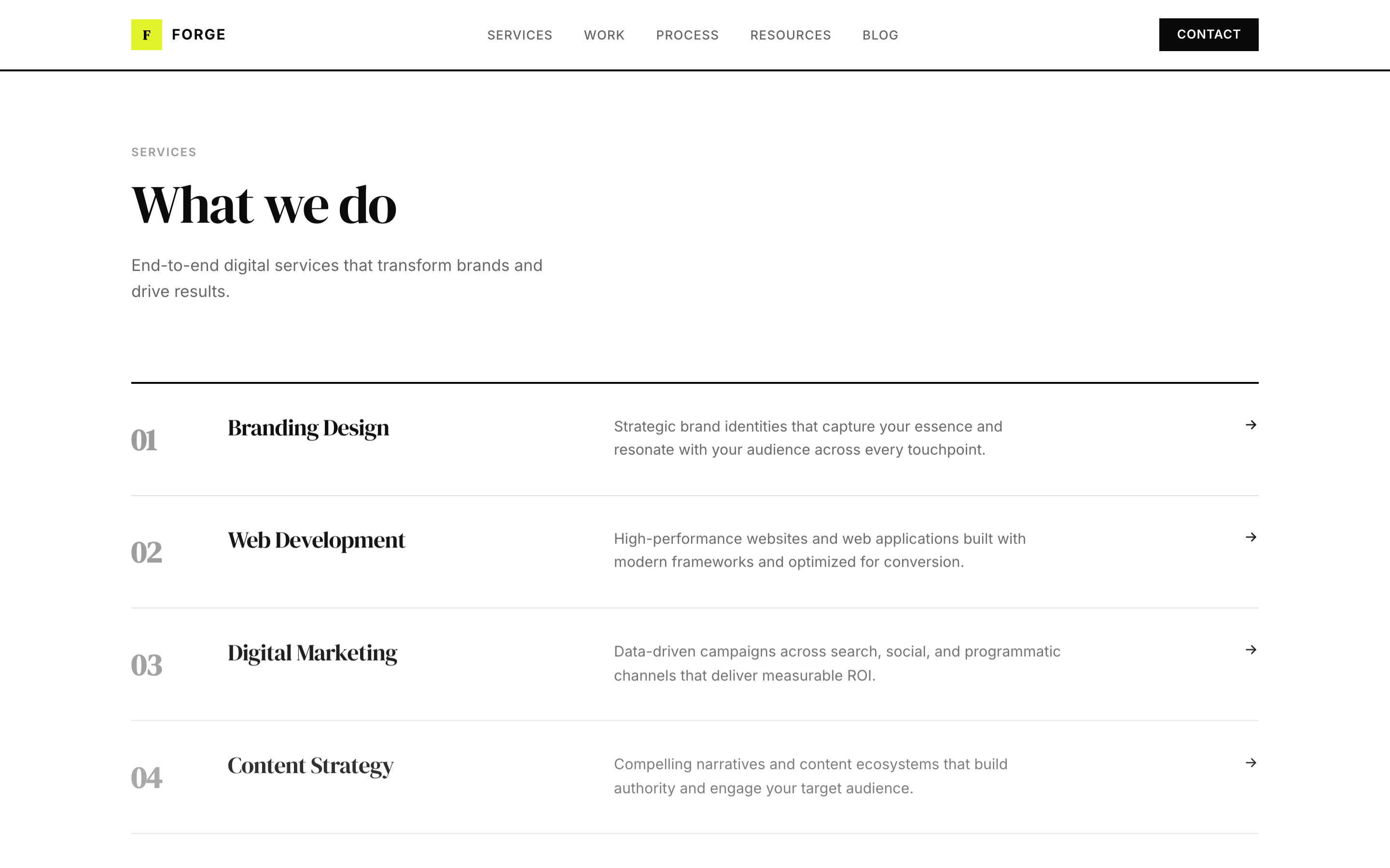 Forge - Mid-page sections
