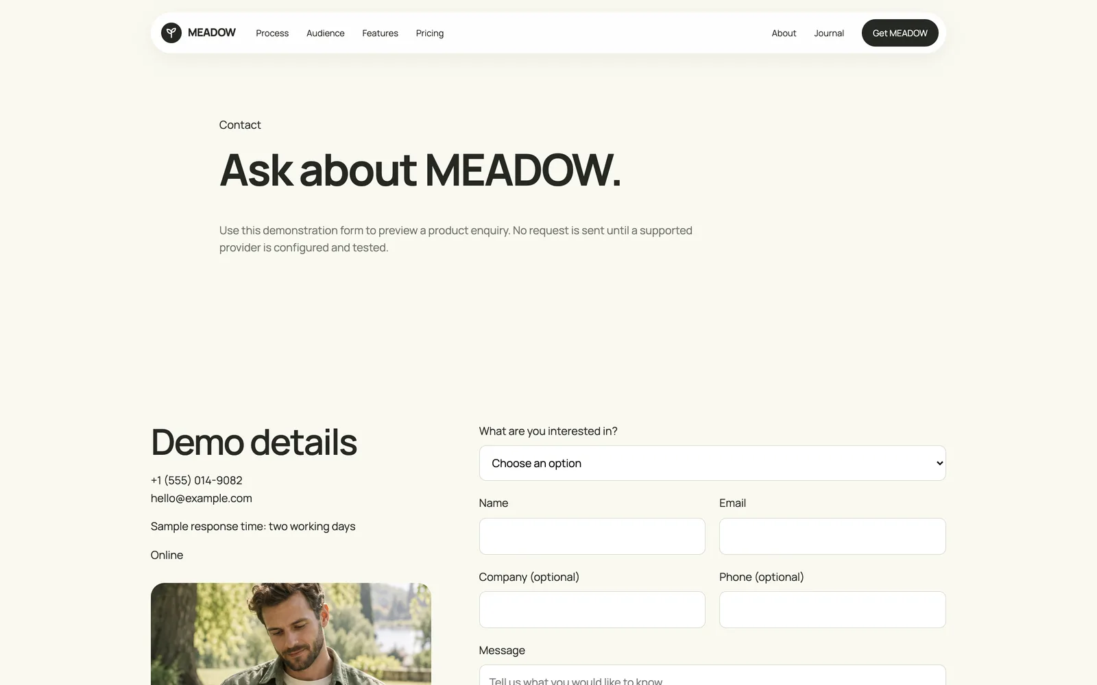 Meadow - Contact form