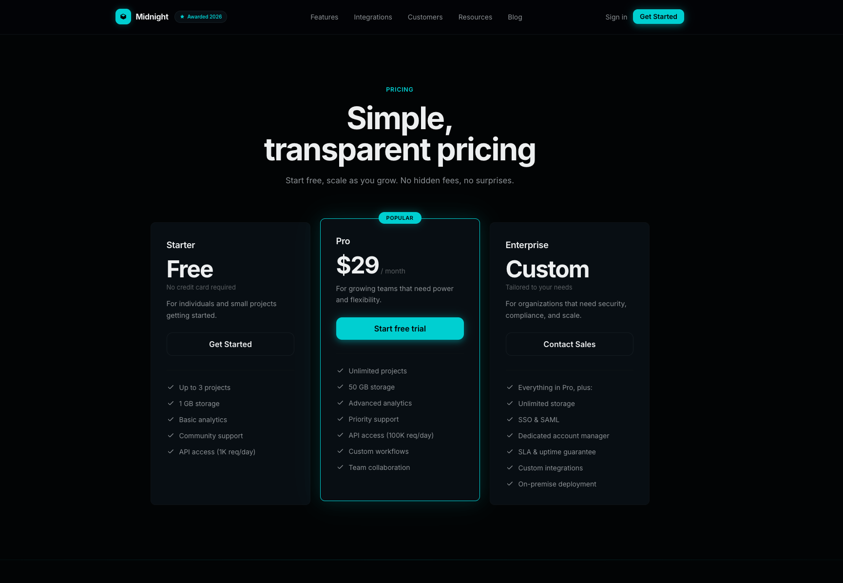 Midnight - Pricing