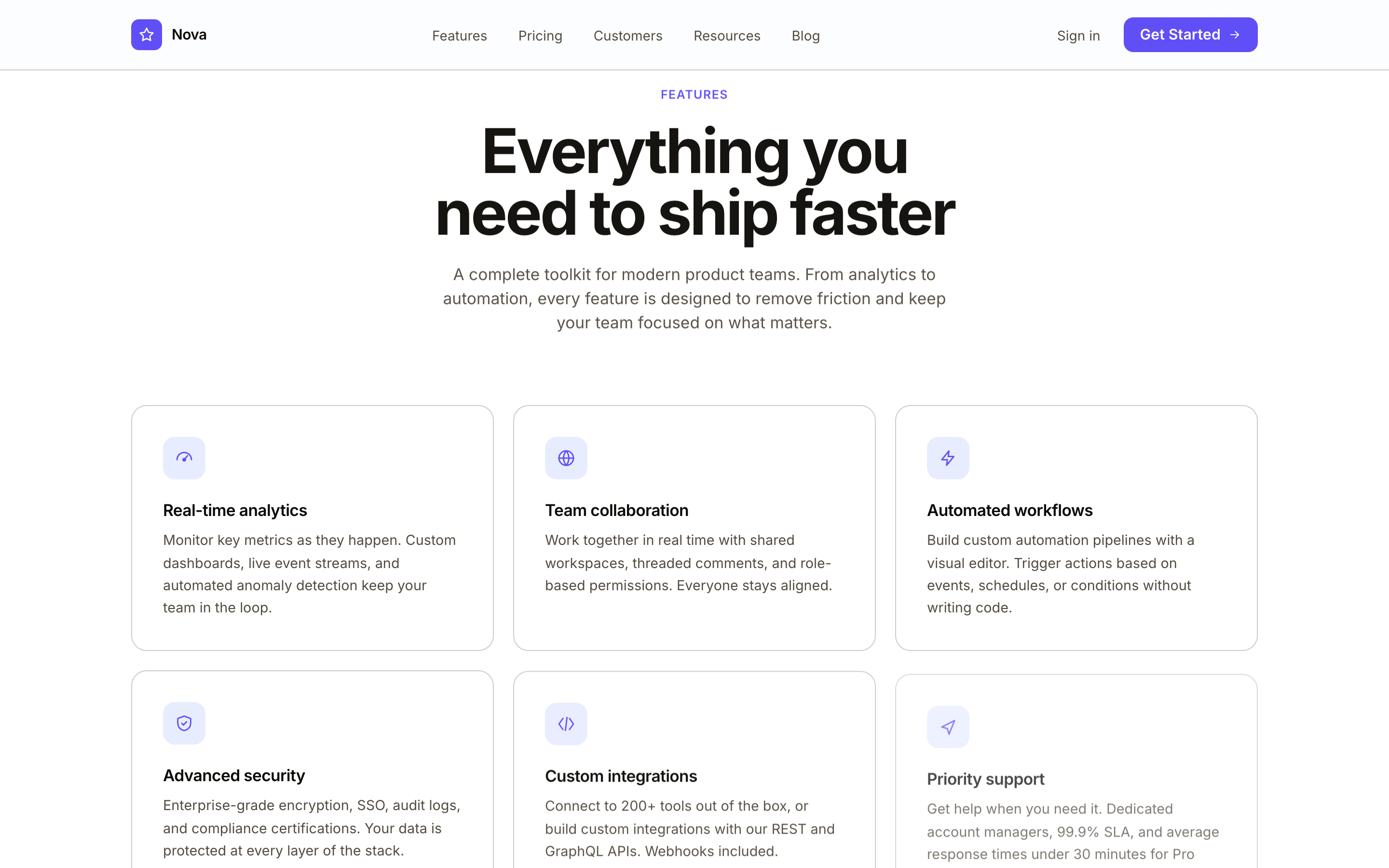 Nova - Mid-page sections