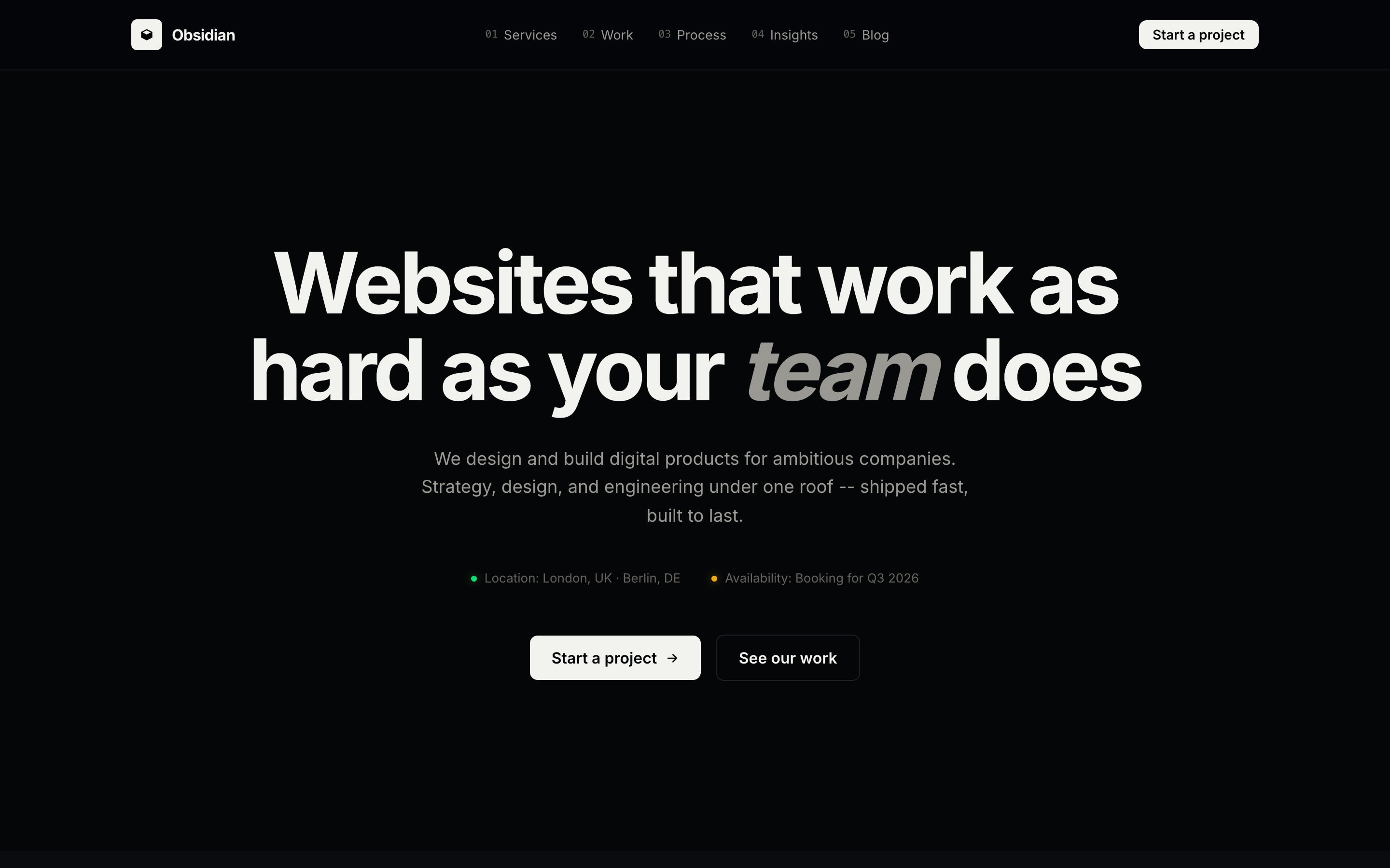 Obsidian - Homepage hero