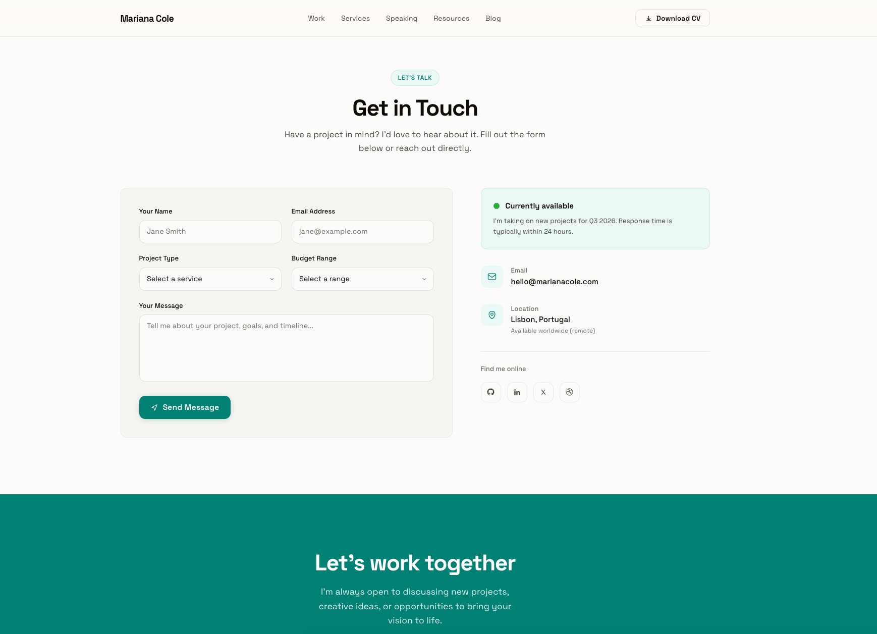 Persona - Contact page