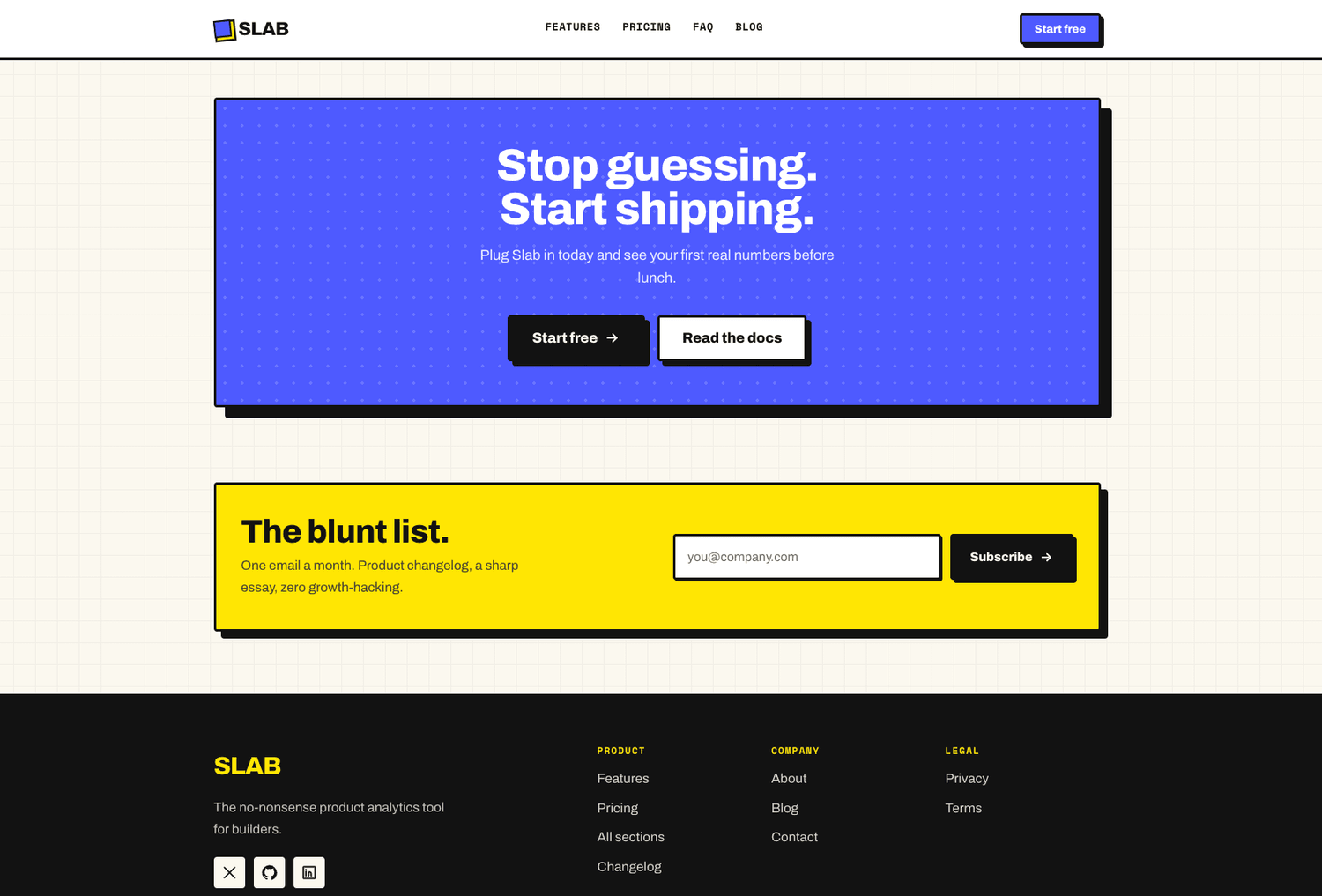 Slab - Closing CTA, newsletter & footer