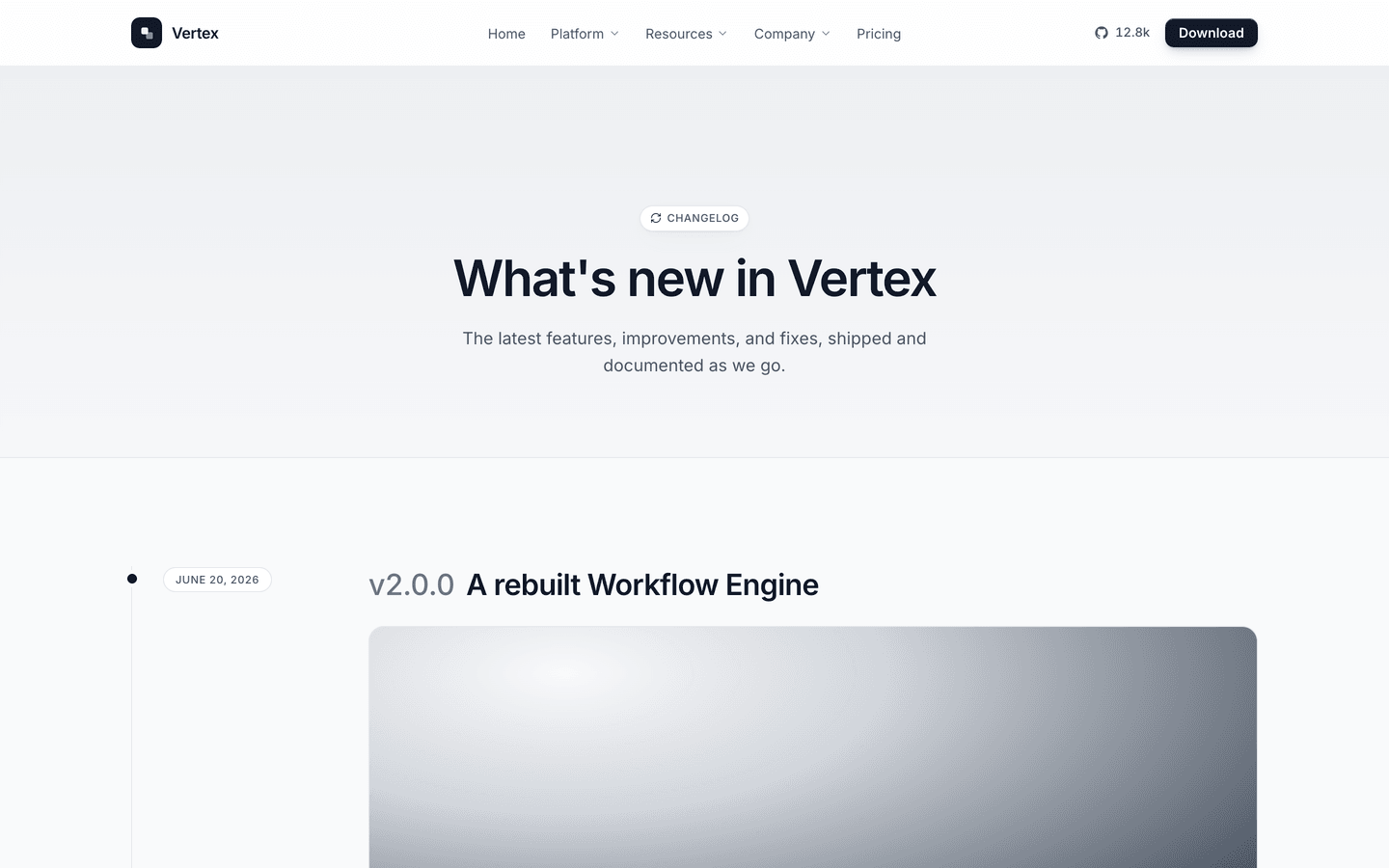 Vertex - Sticky-date release changelog