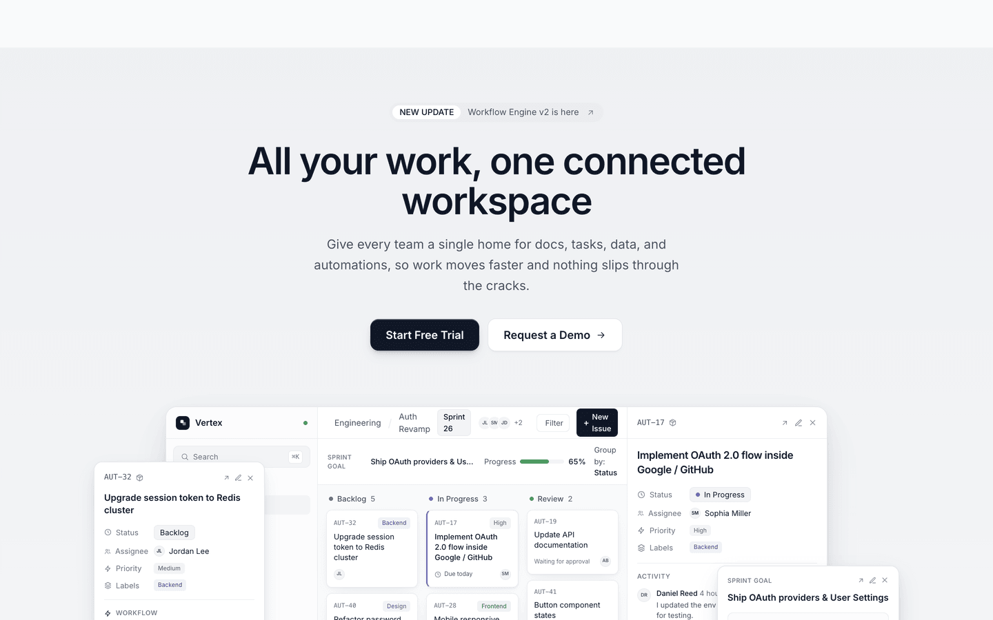 Vertex - Solutions - live CSS product mockups